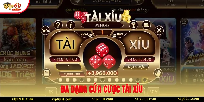Đa dạng cửa cược tài xỉu